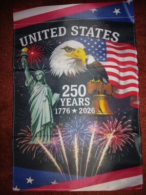 United States 250 Years Patriotic Flag - Eagle, Statue of Liberty & Fireworks